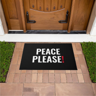 Peace please black white red text anti war protest doormat