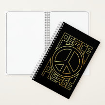 Peace Please Gold Outline Lettering