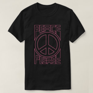 Peace Please Pink Outline Lettering T-Shirt