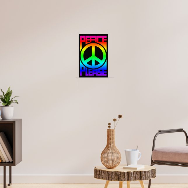 Peace Please Rainbow Lettering Poster (Living Room 3)