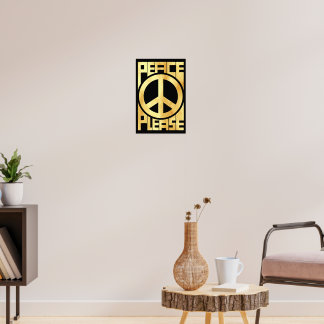 Peace Please Soft Gold Lettering Poster