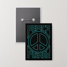 Peace Please Turquoise Outline Lettering