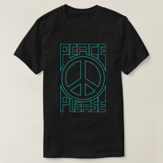 Peace Please Turquoise Outline Lettering T-Shirt
