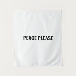 Peace please white black simple anti war protest tapestry