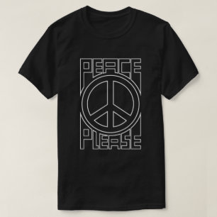 Peace Please White Outline Lettering T-Shirt