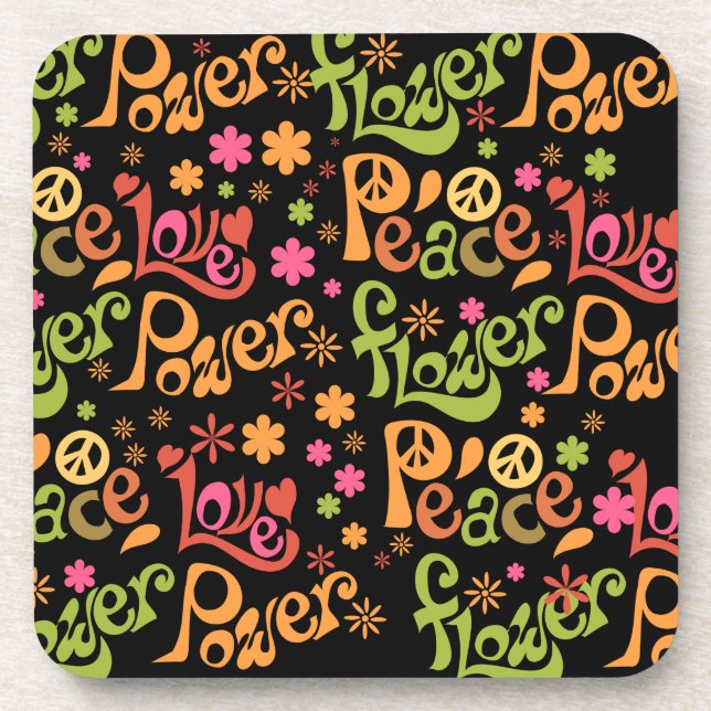 Peace plus Love Pattern Coaster (Front)