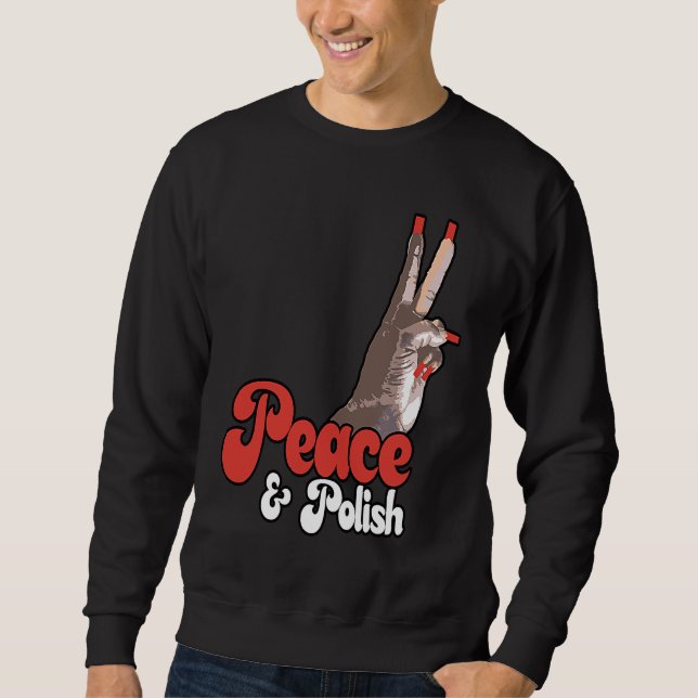 Peace & Polish Red and White Sweatshirt (Front)