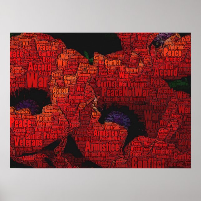 Peace Poppies word art design Poster (Front)