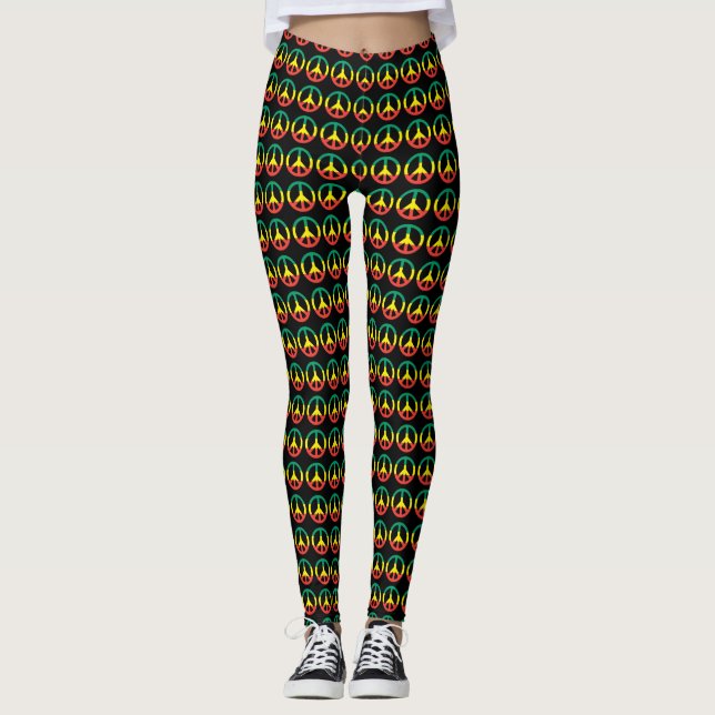 Peace Power - Rasta Roots - Reggae Yoga Leggins Leggings (Front)