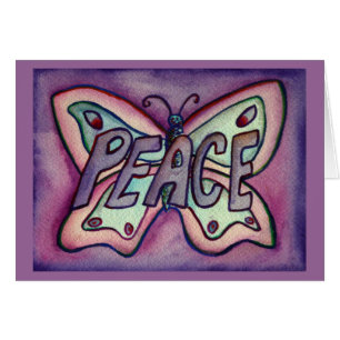 Peace Purple Butterfly Art Note or Greeting Card