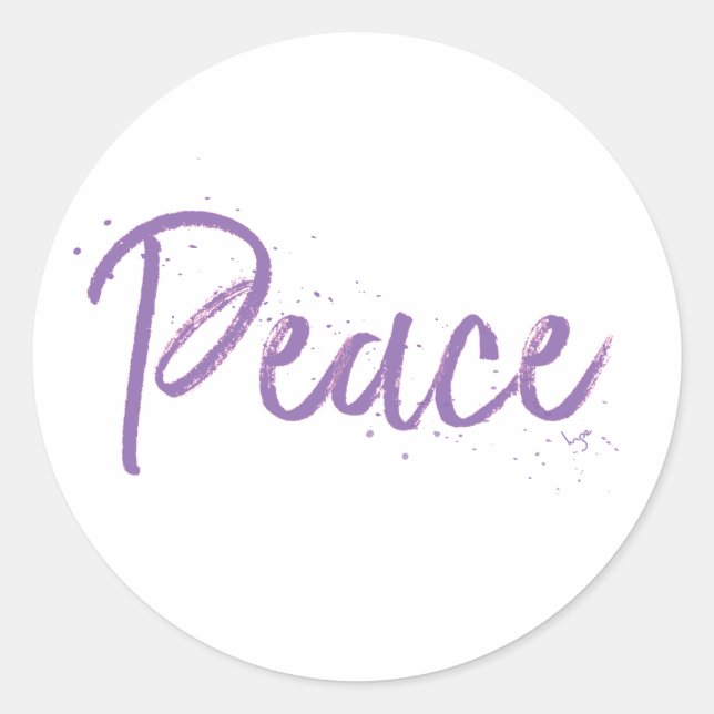 Peace--Purple-Text Classic Round Sticker (Front)