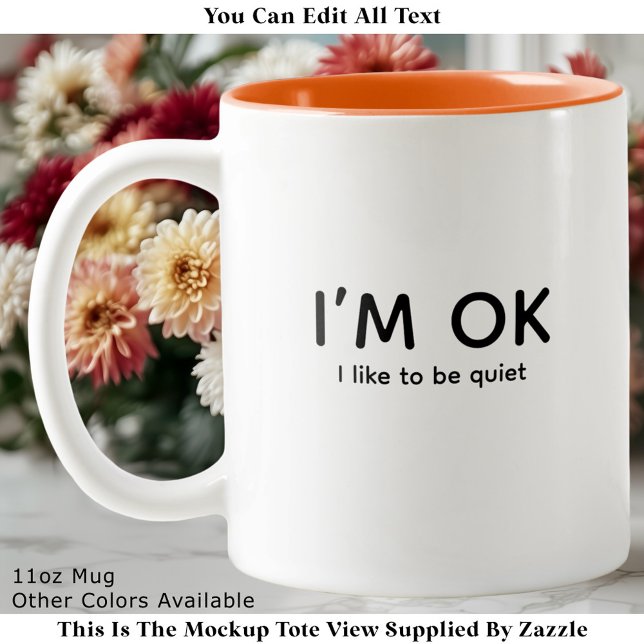 Peace & Quiet or Introvert Quote Modern Minimalist Two-Tone Coffee Mug (Creator Uploaded)