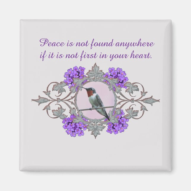 Peace Quote with Hummingbird Magnet (Front)