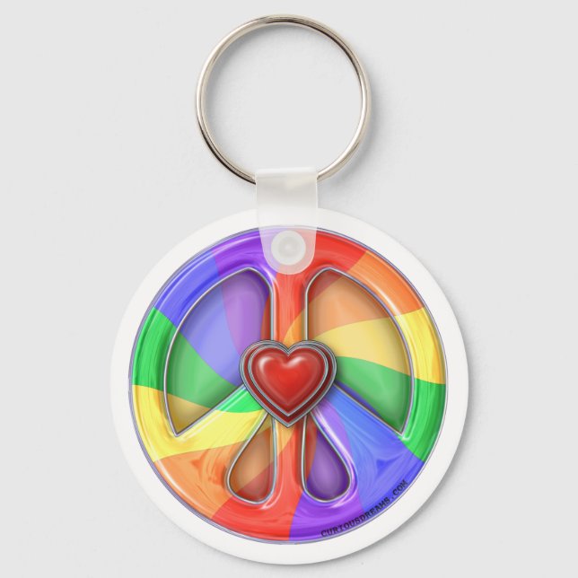 Peace Rainbow Hearts Keychain (Front)