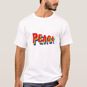 Peace rainbow perspective shadow typography T-Shirt