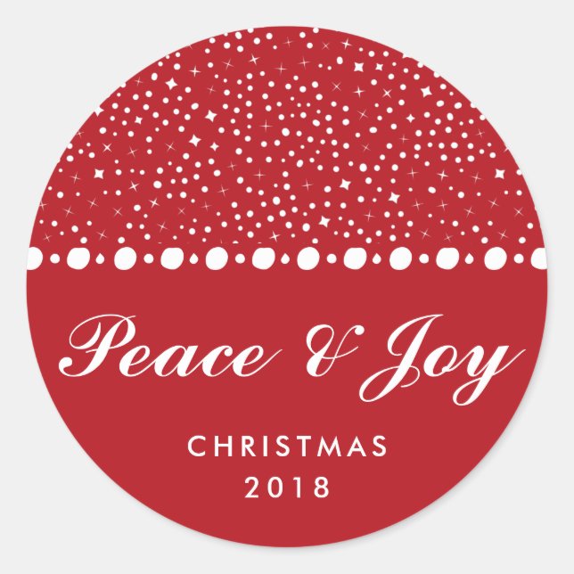Peace Red Decorative Christmas Holiday Classic Round Sticker (Front)