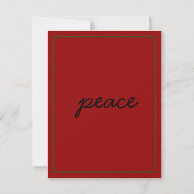 Peace Red Minimal Christmas Holiday Card (Front)