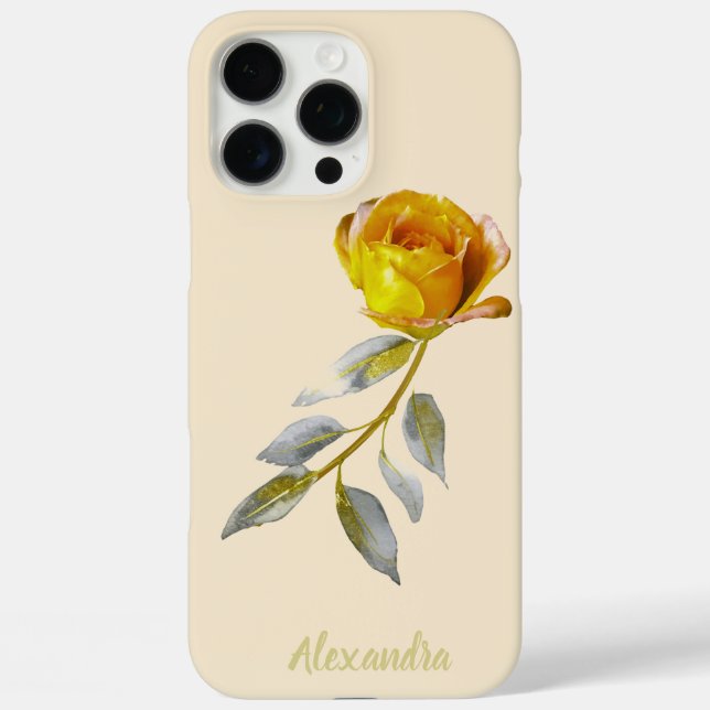 Peace Rose w' Pale Green & Gold leaves Wedding  Case-Mate iPhone Case (Back)