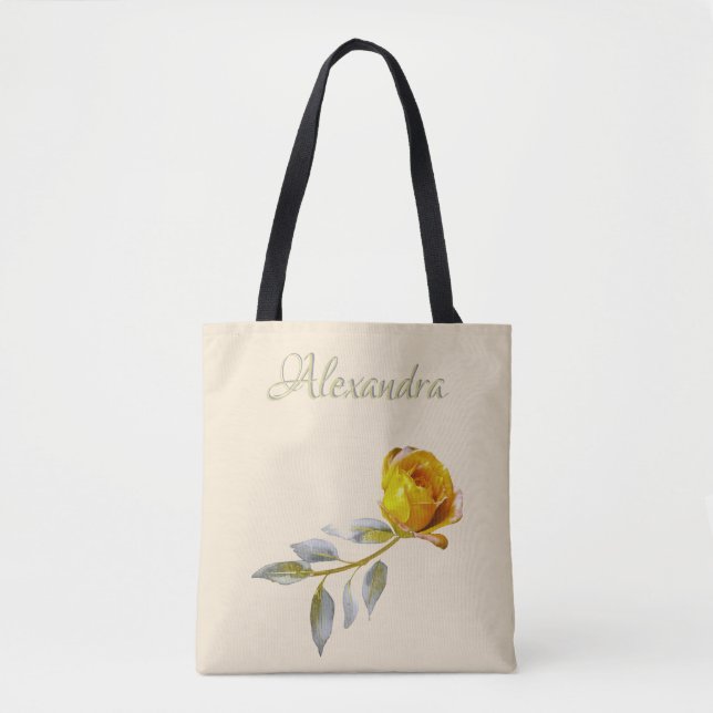 Peace Rose w' Pale Green & Gold leaves Wedding  Tote Bag (Front)