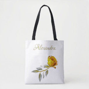 Peace Rose w' Pale Green & Gold leaves Wedding Tote Bag