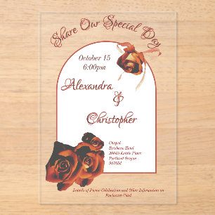 Peace Rose Wedding Acrylic Invitations