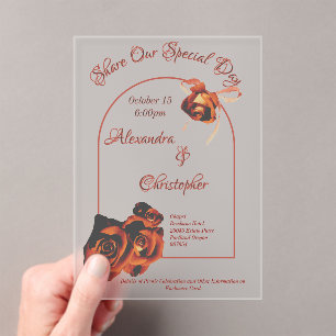 Peace Rose Wedding  Acrylic Invitations
