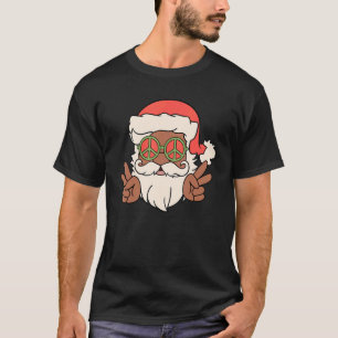 Peace Santa Claus Glasses Retro Christmas Xmas Bla T-Shirt