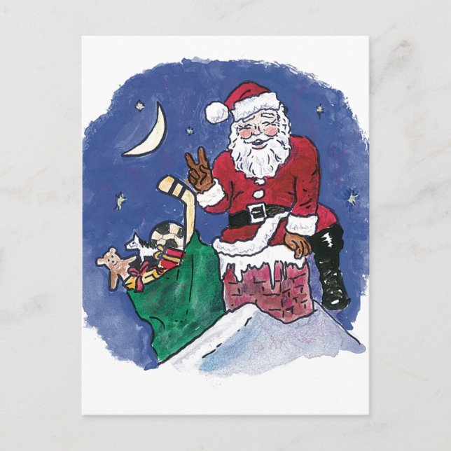 Peace! Santa Holiday Postcard (Front)