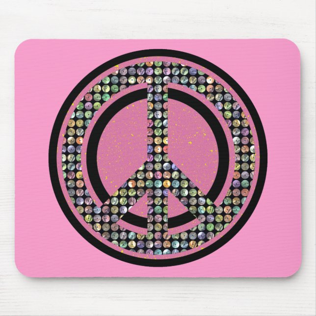 PEACE SEQUINED PINK MOUSE PAD (Front)