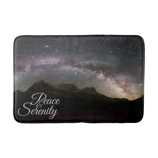 Peace & Serenity Mountain Night Sky Bath Mat (Front)