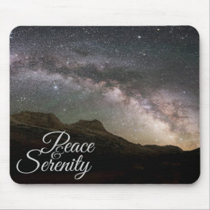 Peace & Serenity Mountain Night Sky Mouse Pad