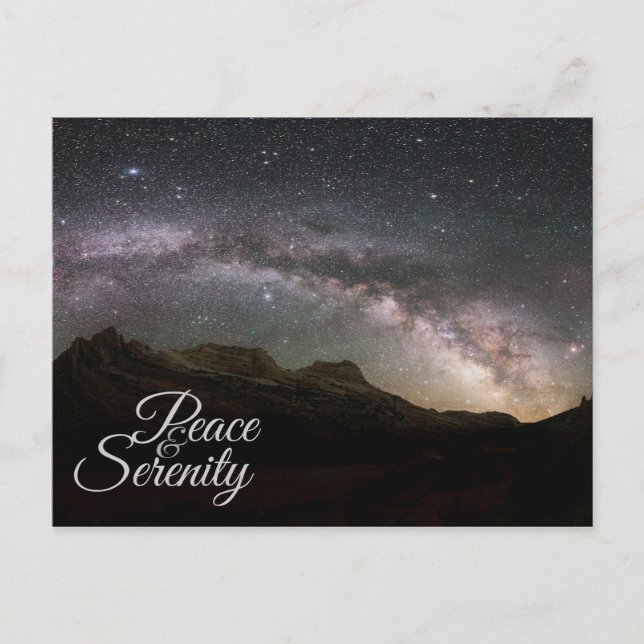 Peace & Serenity Mountain Night Sky Postcard (Front)