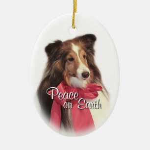 Peace Sheltie Ceramic Tree Decoration