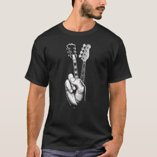 Peace Sign Acoustic Guitar Fingers Guitarist Music T-Shirt