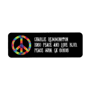 Peace Sign Address Labels Rainbow Hippy Hippie