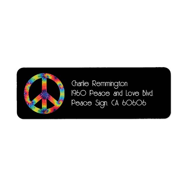Peace Sign Address Labels Rainbow Hippy Hippie (Front)