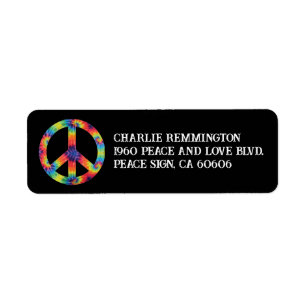 Peace Sign Address Labels Rainbow Hippy Hippie