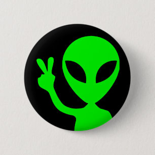 Peace Sign Alien 6 Cm Round Badge