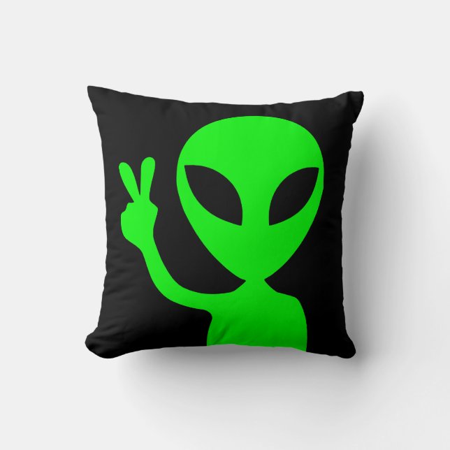 Peace Sign Alien Cushion (Front)
