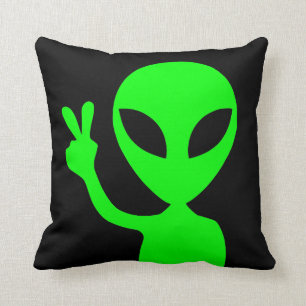 Peace Sign Alien Cushion