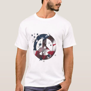 Peace Sign American Stars & Stripes Flag T-Shirt