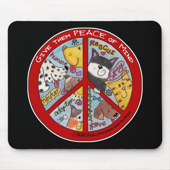 Peace Sign-Animal Protection Mouse Pad (Front)