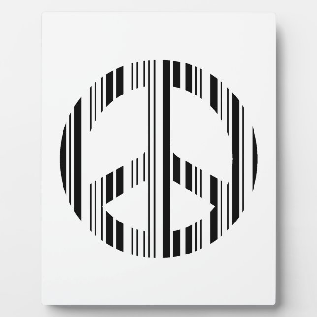 PEACE SIGN BAR CODE Hippie Barcode Pattern Design Plaque (Front)