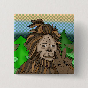 Peace Sign Bigfoot Sasquatch 15 Cm Square Badge