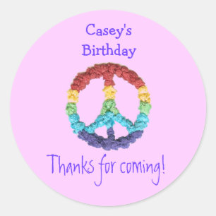 Peace sign birthday favour label