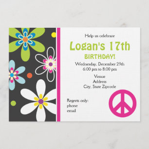 Peace Sign Birthday Invitation - Teen