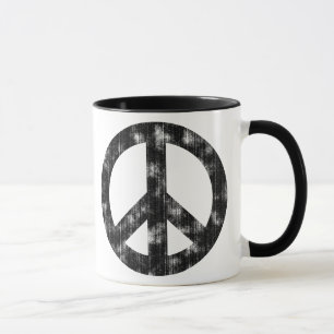 Peace Sign Black Distressed Mug