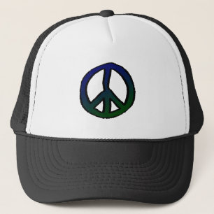 Peace Sign Blue and Green Trucker Hat
