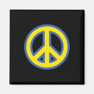 Peace Sign - Blue And Yellow Ukrainian Flag Solida Magnet