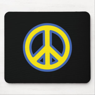 Peace Sign - Blue And Yellow Ukrainian Flag Solida Mouse Pad